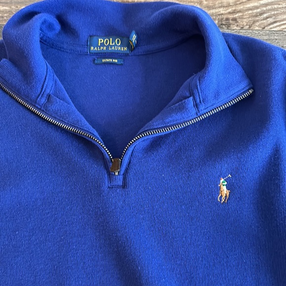Beautiful blue Polo Ralph Lauren quarter zip sweater - Picture 2 of 3